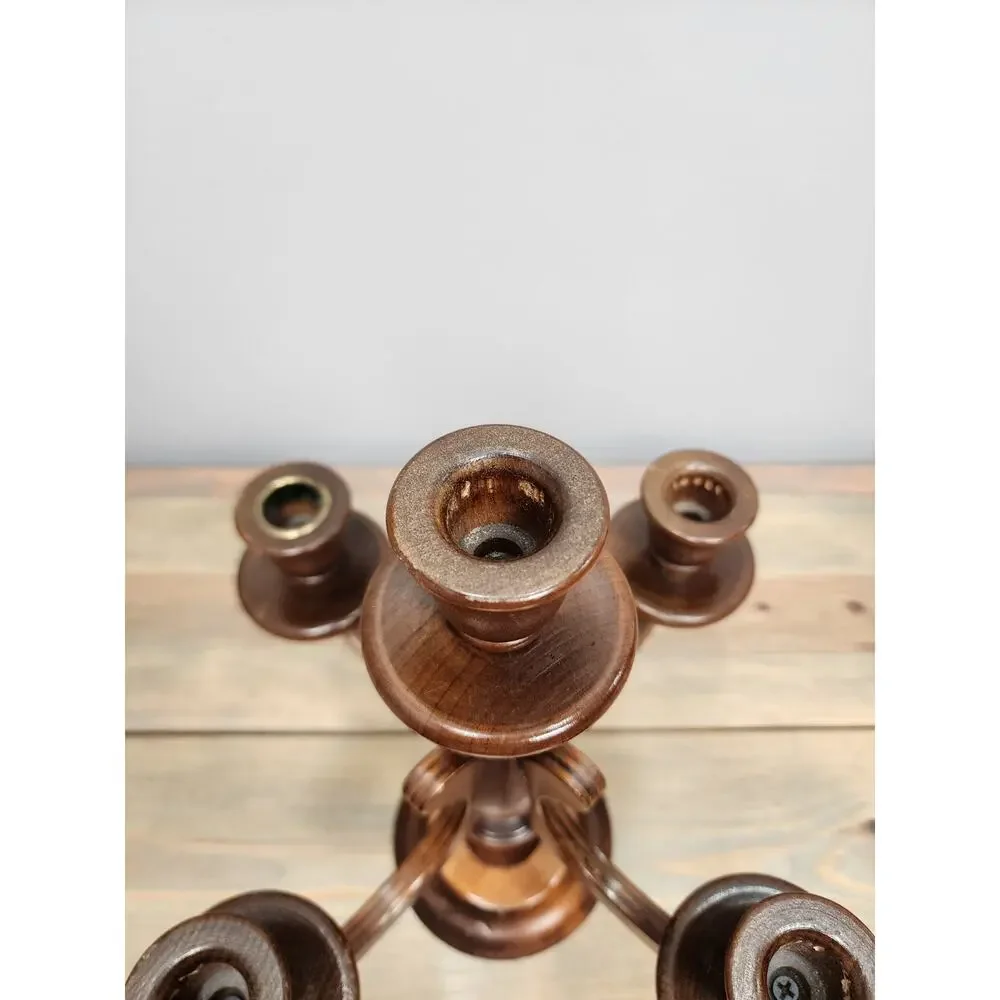 Vintage Charles Lesters Wooden Carved Candleabra 5 Taper 13